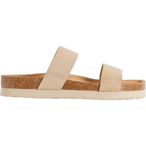 new BIO STEP  Double-Band Flatform Slide Sandals Leath in Taupe  255 2S7 - Picture 2 of 4